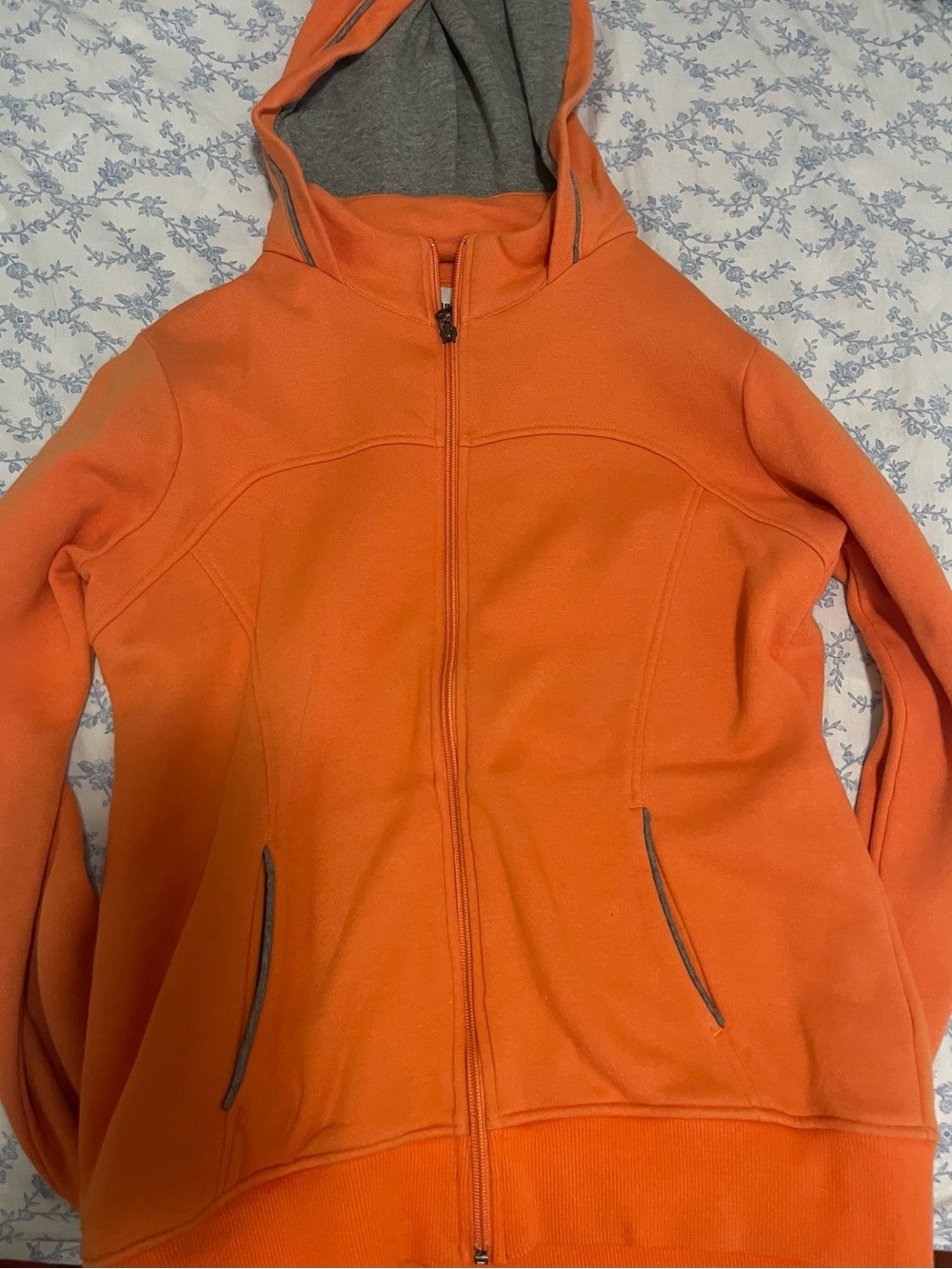 EXCHANGE Orange Hooded Zip-Up Jacket with Gray Lining